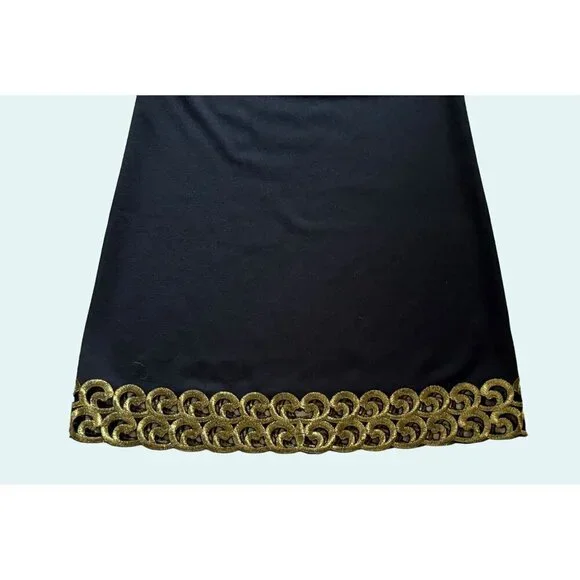 FREE PEOPLE Form Fitting Black Tank Dress Gold Embellishment Detail Size S - Picture 3 of 6